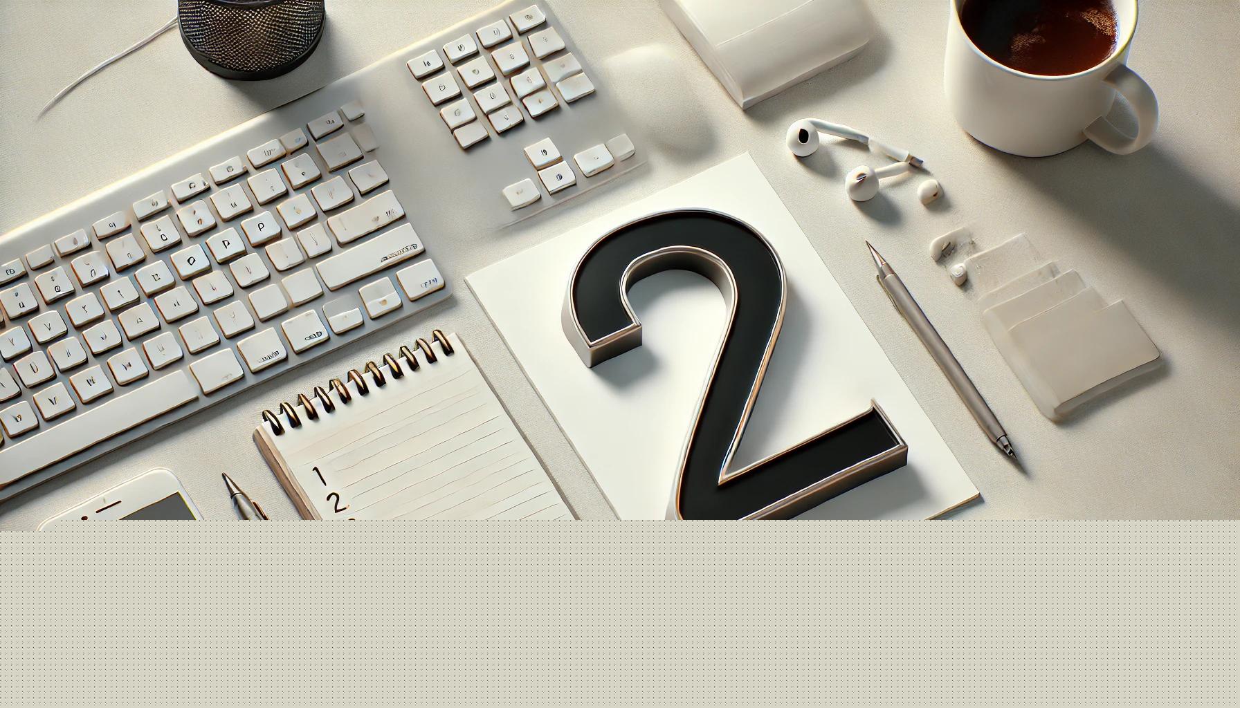 number 2 and office desk items